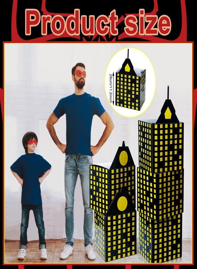 Weekgrat 6 Pcs Large Hero Party Favor Boxes 11 Inch Skyscraper City Gift Hero Theme Candy Treat Boxes City Skyline Buildings Heroes Centerpiece for Boys Girls Birthday Party Decoration(Bright Color) - Image 2